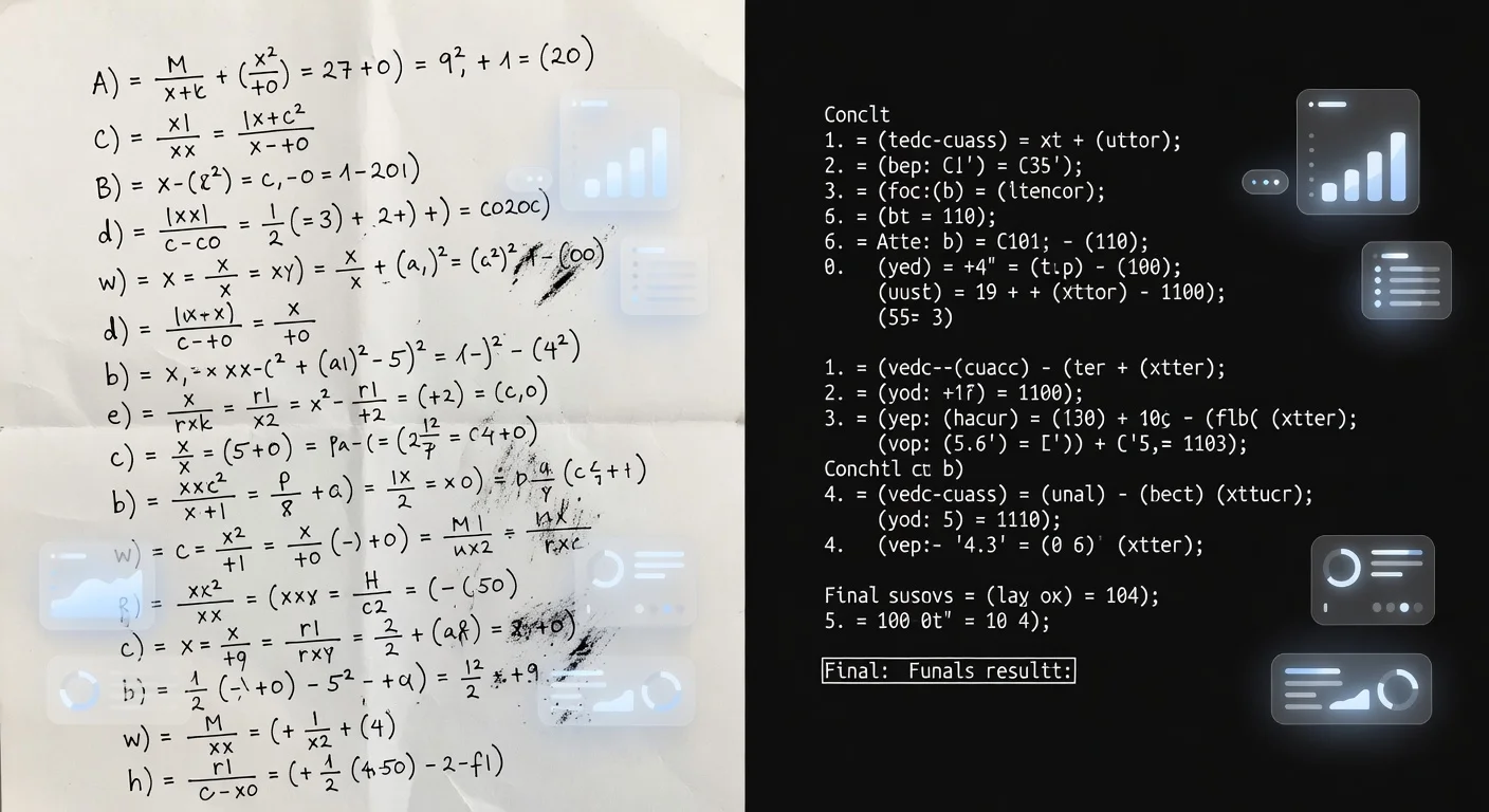 An app translating messy handwritten algebra into clean digital steps.