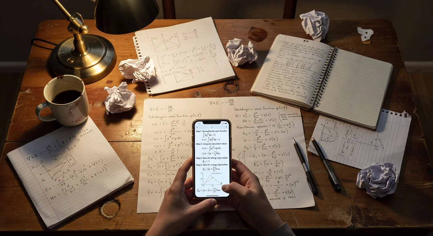 A student scanning a math worksheet with a smartphone using a homework solver app