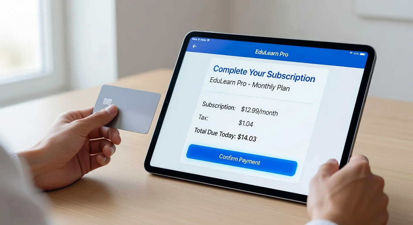 Paying for a premium math solver app subscription.