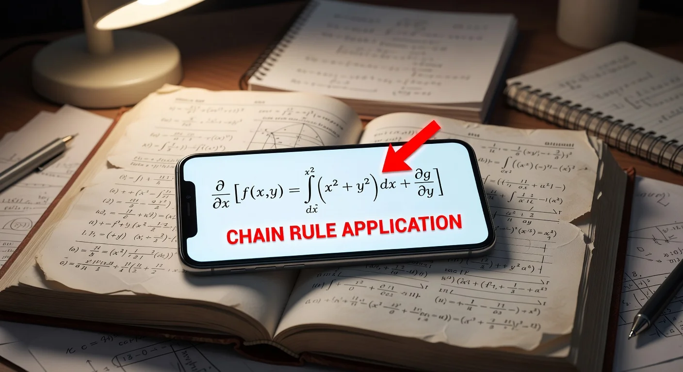 Advanced calculus solved step-by-step on a mobile phone app.