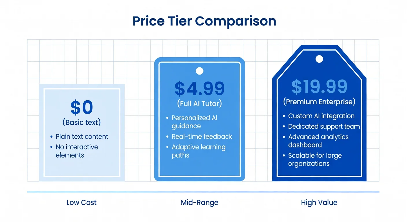 Pricing comparison chart for mobile study apps and AI tutors.