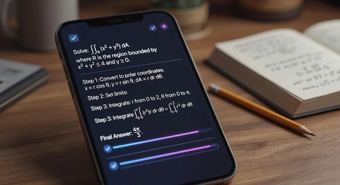 A student using a tablet and smartphone to scan a math problem with an AI study app in a library setting.