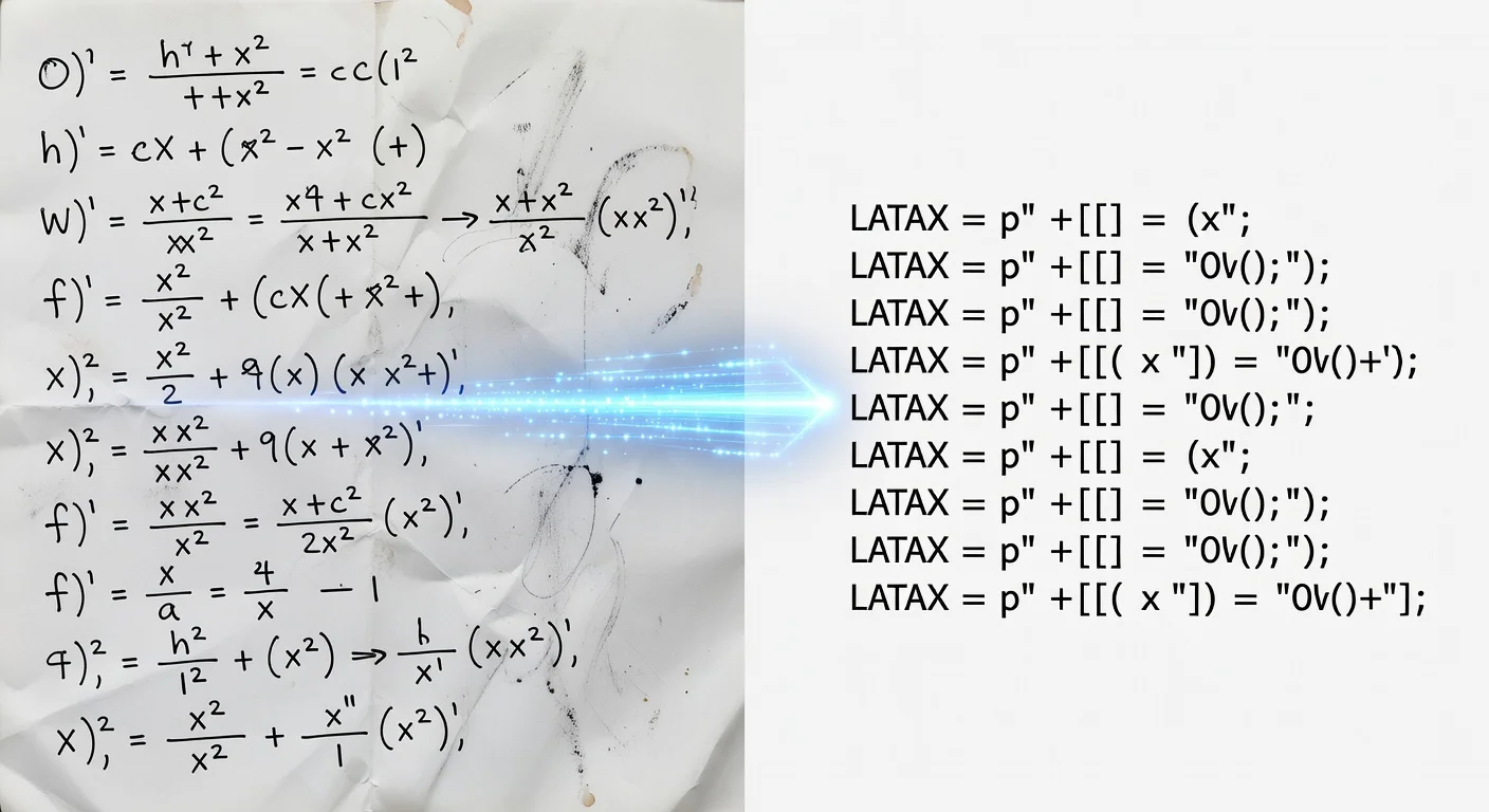 The process of converting handwritten math into digital format using optical character recognition.
