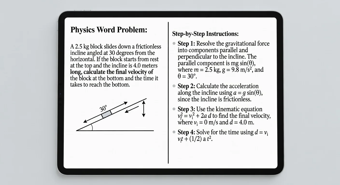 Step-by-step physics explanation generated by an AI homework app.