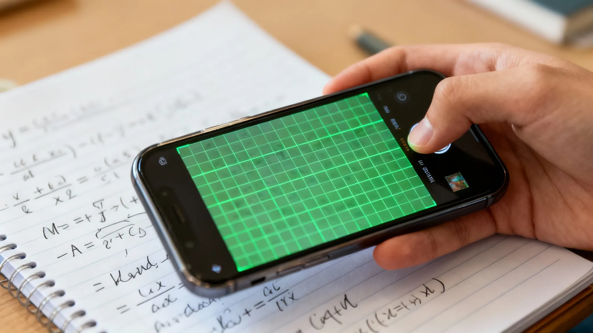 Student using an AI homework solver app to scan a math problem.