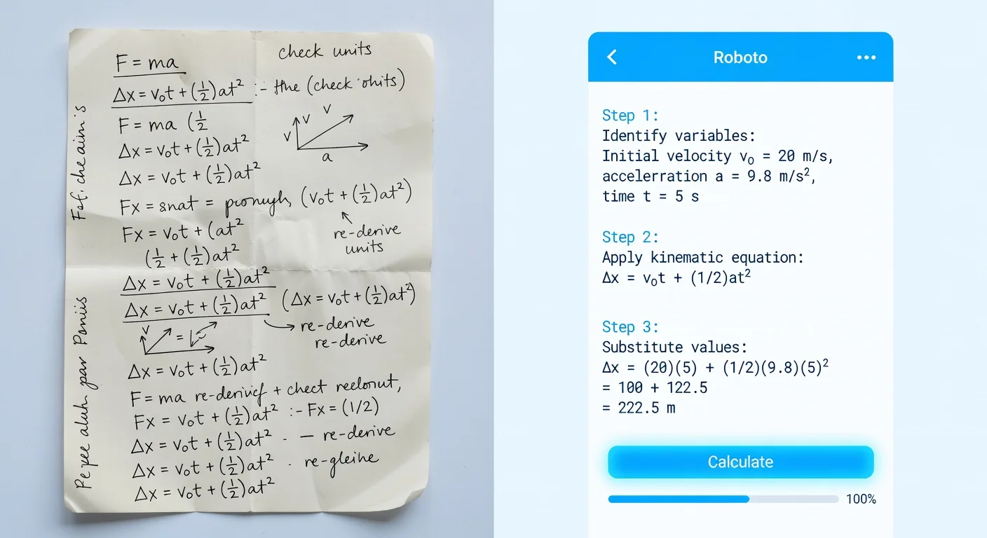 How a homework assistant app digitizes messy handwriting into clear digital equations.