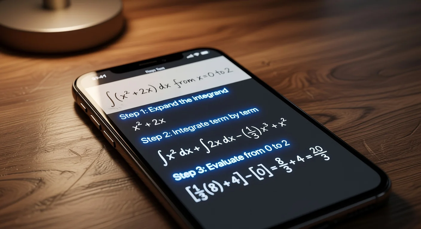 A high school student using a smartphone to scan a math textbook in a library setting.
