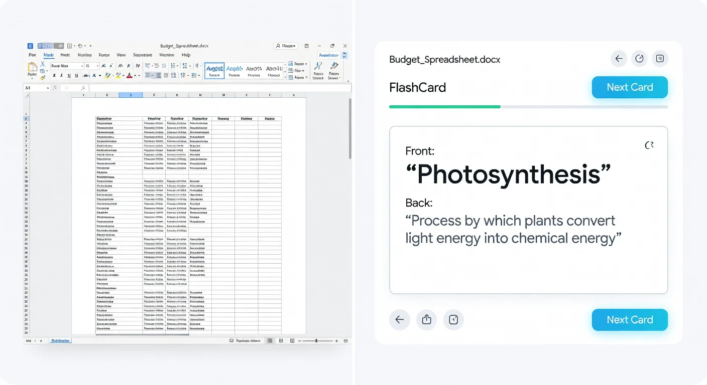 Importing text from a document to create digital flashcards.