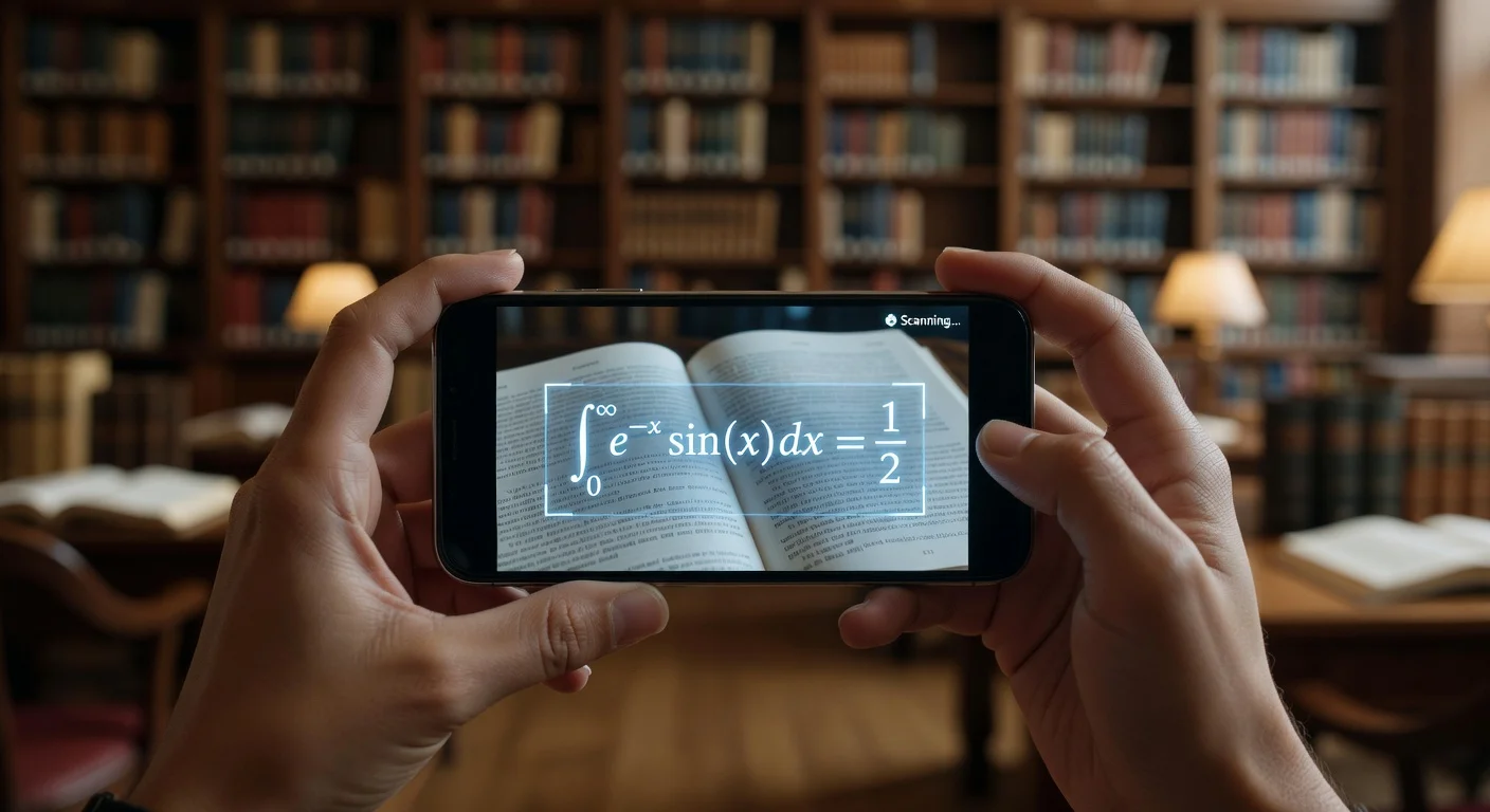 Using a smartphone camera to scan math problems for automatic solving.