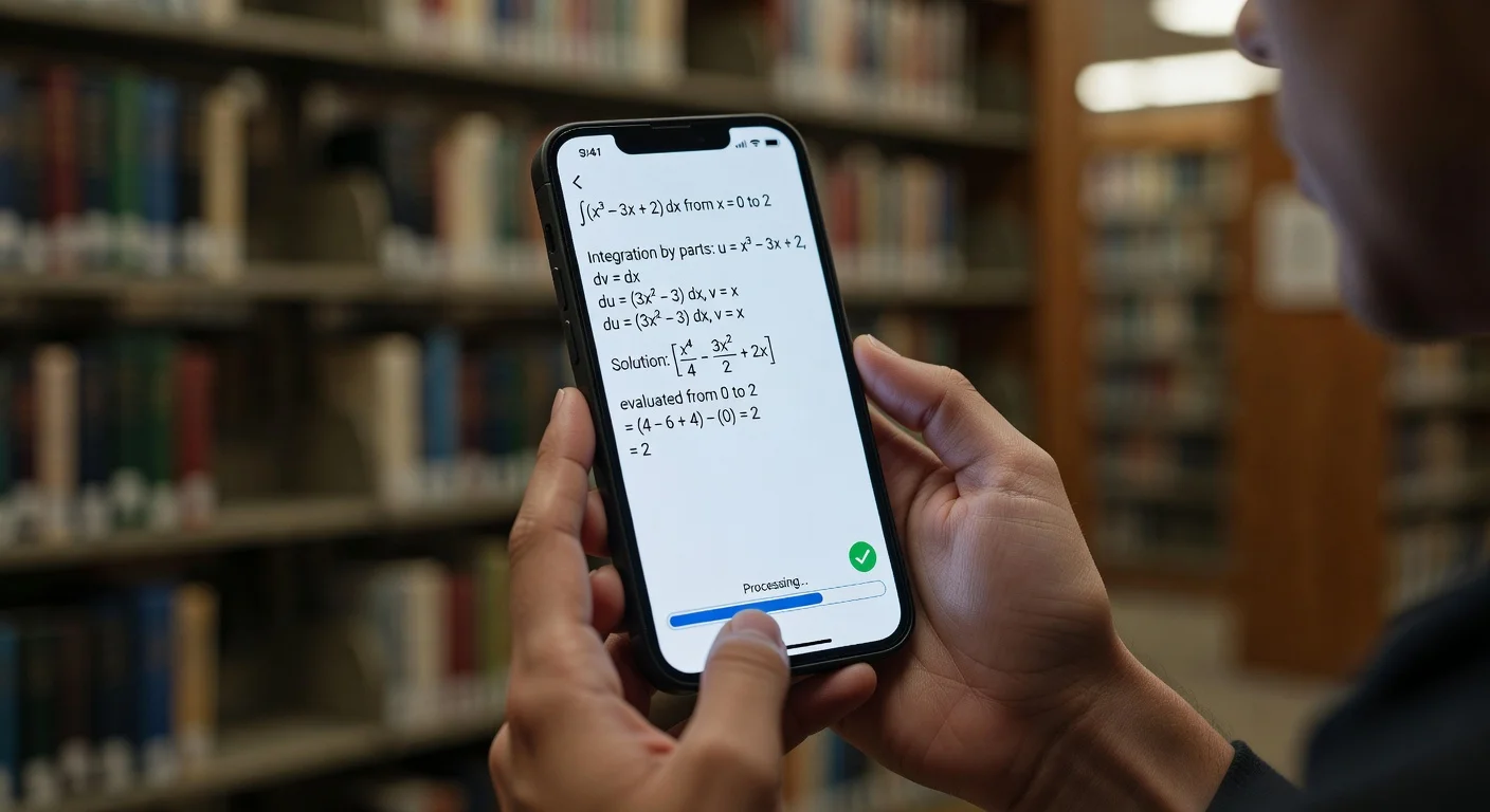 A smartphone displaying the Gauthmath interface next to a calculus textbook on a wooden desk