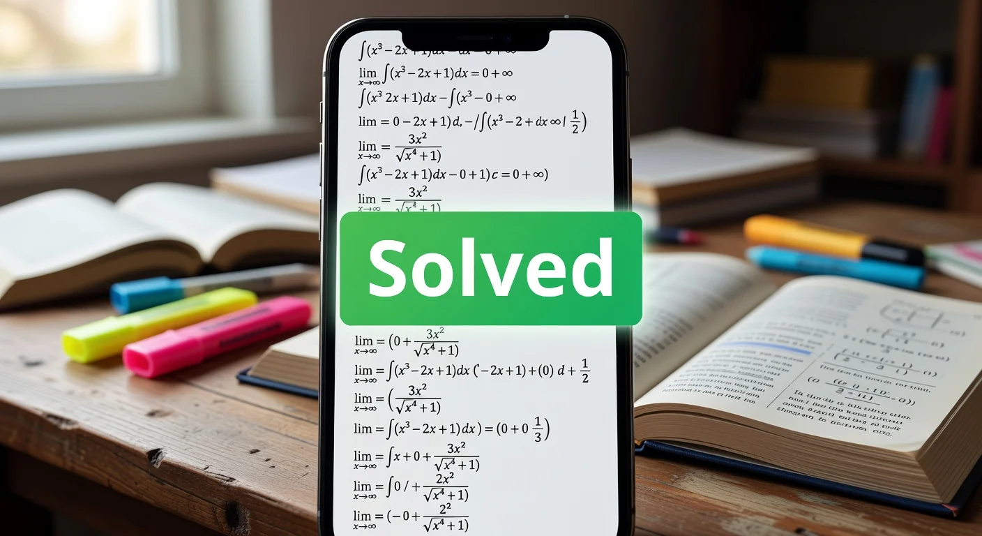 A student using a smartphone to scan a math textbook in a library setting.