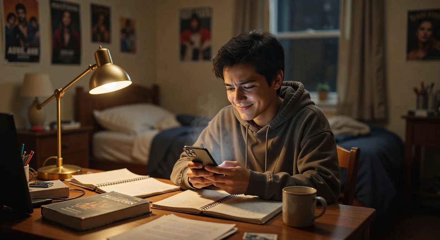 A student relieved to find the correct homework answer on an iOS app.