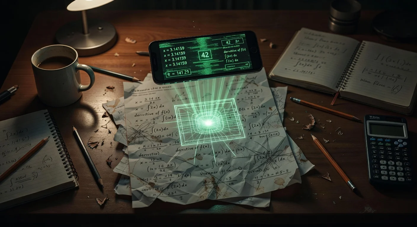 A student scanning a math worksheet with a smartphone app