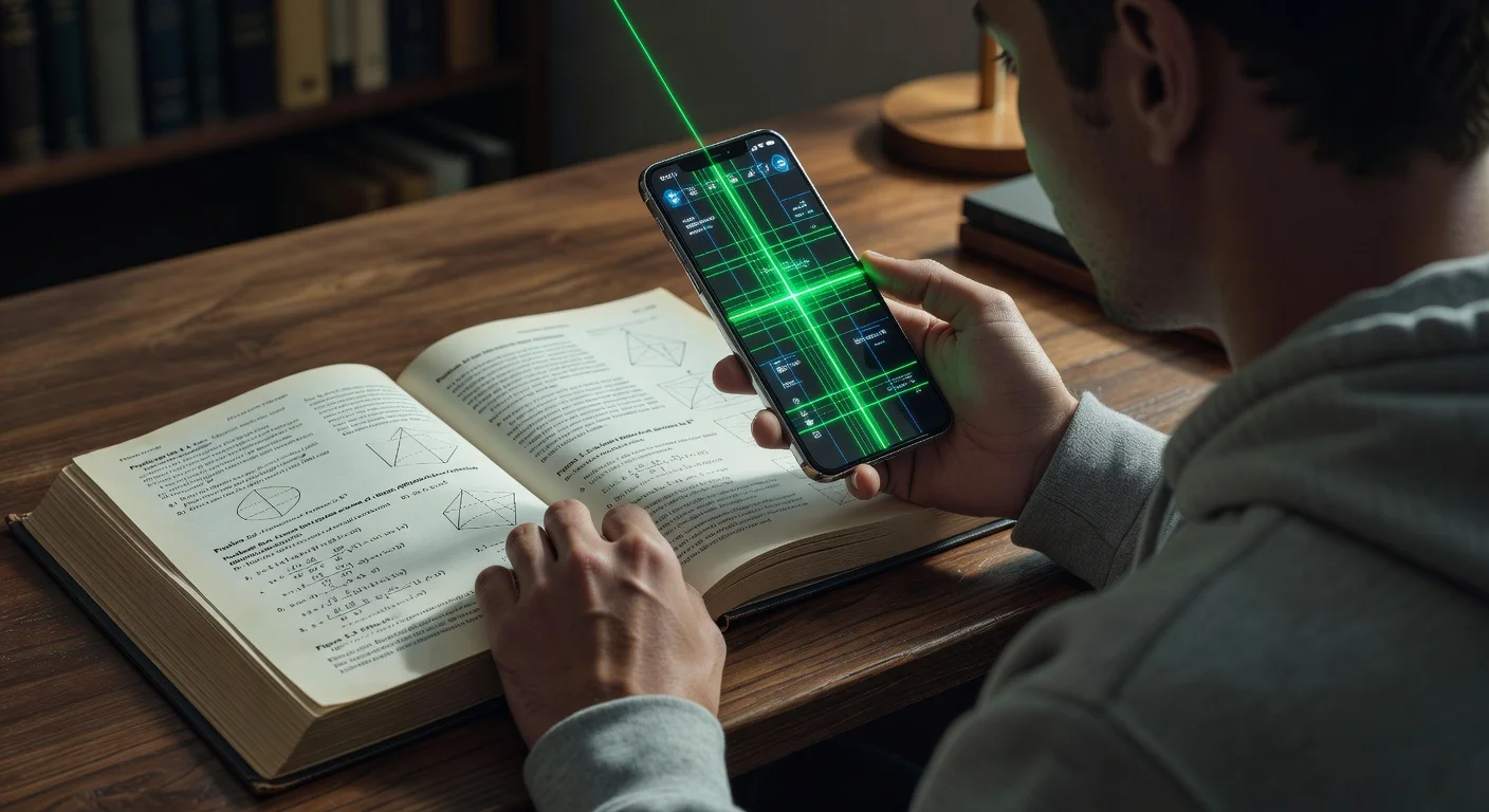 Scanning textbook homework with a mobile phone camera using OCR technology.