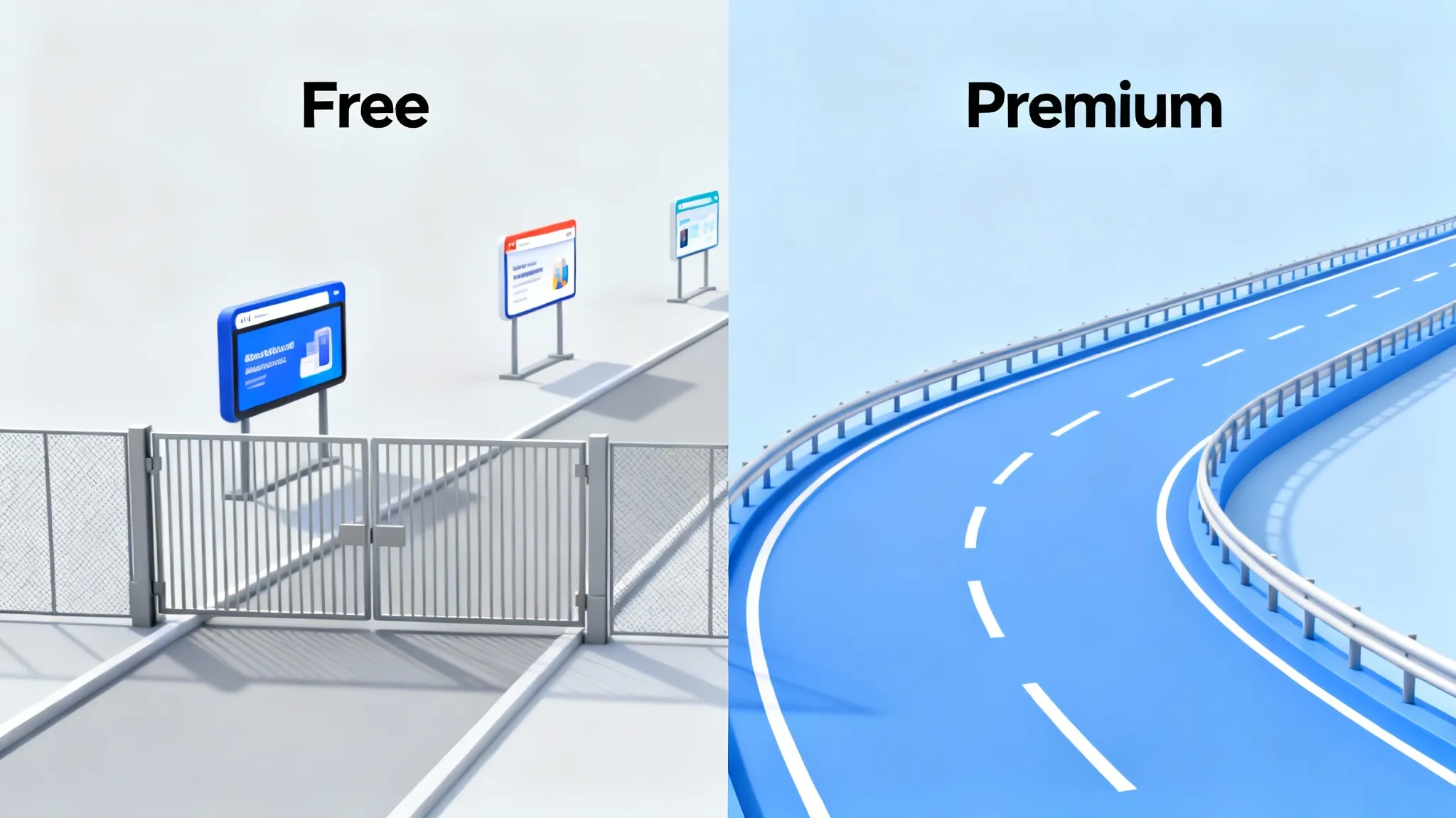 Illustration comparing free vs premium app features.